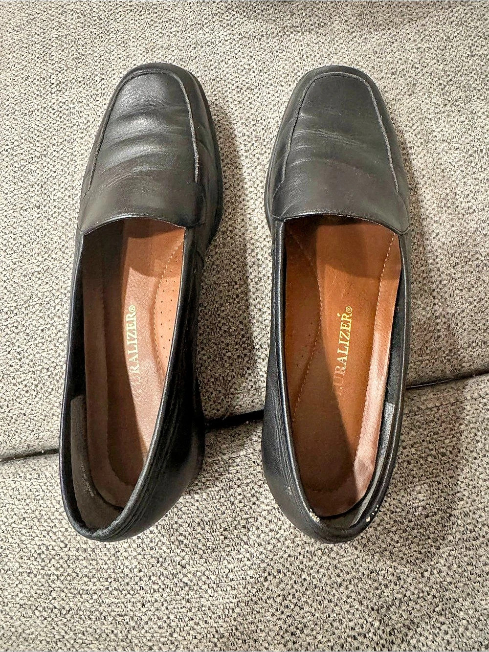 Naturalizer Leather Loafers Black US 8N Preppy Academia Office Slip On Workwear